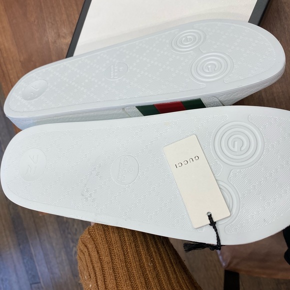 GUCCI Pursuit 72 Slides Men’s Rubber Sandal White 308234 Sz 10 G Read Descriptio - Picture 4 of 8